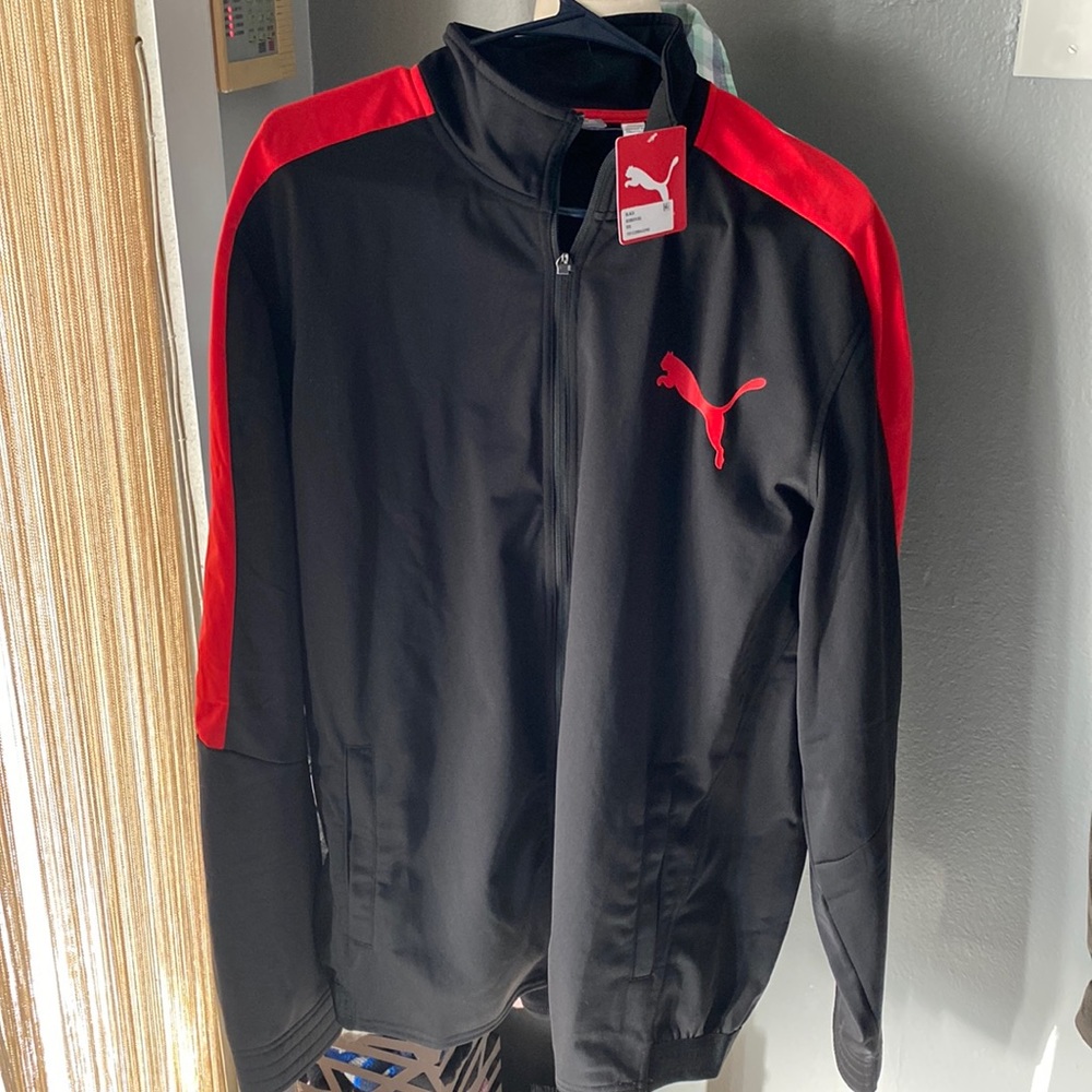 Brand New With Tags! Puma Tracksuit colors: Puma Noir/Puma Rouge. SIZE- XXL